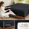 image:imageBedsure Queen Fitted Sheet Only 100 Rayon Derived from Bamboo Breathable amp Soft PureWoven Cooling Bottom Sheet for Hot Sleepers Deep Pocket Up to 18 with 4 Elastic Corner Straps BlackBlack