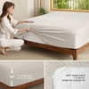 image:imageBedsure Queen Fitted Sheet Only 100 Rayon Derived from Bamboo Breathable amp Soft PureWoven Cooling Bottom Sheet for Hot Sleepers Deep Pocket Up to 18 with 4 Elastic Corner Straps BlackBeige