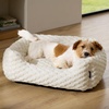 image:imageBedsure Washable Fluffy Cute Cat Bed for Indoor Cats amp Kitten20 Inch Cream  Bubble Fleece Kitten Bed Cuddler Cat Couch with Neck Bolster for Small Dogs Machine Washable AntiSlip Base Up to 10 lbsCream