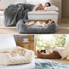 image:imageBedsure Washable Fluffy Cute Cat Bed for Indoor Cats amp Kitten20 Inch Cream  Bubble Fleece Kitten Bed Cuddler Cat Couch with Neck Bolster for Small Dogs Machine Washable AntiSlip Base Up to 10 lbsCream
