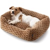 image:imageBedsure Washable Fluffy Cute Cat Bed for Indoor Cats amp Kitten20 Inch Cream  Bubble Fleece Kitten Bed Cuddler Cat Couch with Neck Bolster for Small Dogs Machine Washable AntiSlip Base Up to 10 lbsCamel Brown