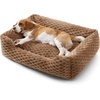 image:imageBedsure Washable Fluffy Cute Cat Bed for Indoor Cats amp Kitten20 Inch Cream  Bubble Fleece Kitten Bed Cuddler Cat Couch with Neck Bolster for Small Dogs Machine Washable AntiSlip Base Up to 10 lbsCamel Brown
