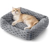 image:imageBedsure Washable Fluffy Cute Cat Bed for Indoor Cats amp Kitten20 Inch Cream  Bubble Fleece Kitten Bed Cuddler Cat Couch with Neck Bolster for Small Dogs Machine Washable AntiSlip Base Up to 10 lbsGrey