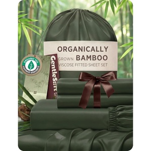 image:imageBedsure 3PCS 100 Organically Grown Bamboo Viscose Fitted Sheet Queen  No Flat Sheet Cooling Fitted Sheet Set for Hot Sleepers Silky Soft PureWoven 18 Deep Pocket with Corner Straps White05  Olive Green