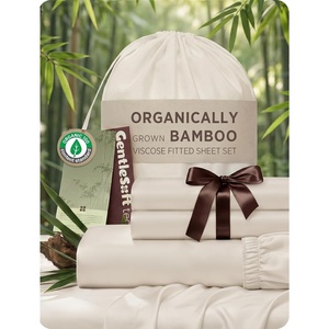 image:imageBedsure 3PCS 100 Organically Grown Bamboo Viscose Fitted Sheet Queen  No Flat Sheet Cooling Fitted Sheet Set for Hot Sleepers Silky Soft PureWoven 18 Deep Pocket with Corner Straps White02  Beige