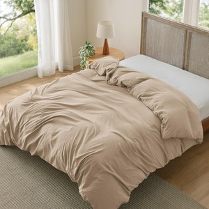 image:imageBedsure Duvet Cover Queen Size Only  Prewashed CottonLike Polyester Extra Soft All Season Bedding Includes 1 Duvet Cover 90x90 Inches with Zipper Closure Black Comforter Not Included04  Light Brown No Comforter
