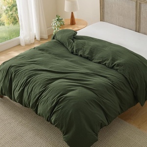image:imageBedsure Duvet Cover Queen Size Only  Prewashed CottonLike Polyester Extra Soft All Season Bedding Includes 1 Duvet Cover 90x90 Inches with Zipper Closure Black Comforter Not Included02  Olive Green Only Duvet Cover