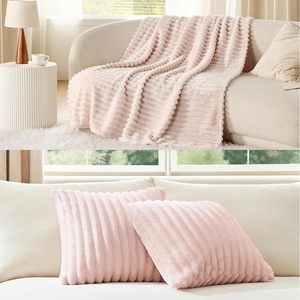 image:imageBedsure Crystal Pink Fleece Blanket amp Throw Pillow Covers Crystal Pink