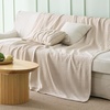 image:imageBedsure Cooling Blanket of Rayon Derived from Bamboo  Lightweight Breathable Cotton Summer Blankets Queen Size for Hot Sleepers Luxury Throws for Bed Couch and Sofa White 90x90 InchesBeige