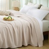 image:imageBedsure Cooling Blanket of Rayon Derived from Bamboo  Lightweight Breathable Cotton Summer Blankets Queen Size for Hot Sleepers Luxury Throws for Bed Couch and Sofa White 90x90 InchesBeige