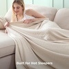 image:imageBedsure Cooling Blanket of Rayon Derived from Bamboo  Lightweight Breathable Cotton Summer Blankets Queen Size for Hot Sleepers Luxury Throws for Bed Couch and Sofa White 90x90 InchesBeige