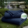 image:imageBedsure Cooling Muslin Blanket Queen Size for Bed Summer Gauze Blanket for Adults 55 Rayon Derived from Bamboo amp 45 Cotton Breathable Lightweight Soft for Hot Sleepers White 90x90 Inches05  Navy Blue