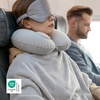 image:imageBedsure Travel Blanket Set with Inflatable Neck Pillow and Eye Mask  Lightweight 3in1 Airplane Packable Blanket Compact Travel Essentials GreyGrey