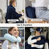 image:imageBedsure Travel Blanket Set with Inflatable Neck Pillow and Eye Mask  Lightweight 3in1 Airplane Packable Blanket Compact Travel Essentials GreyNavy