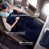 image:imageBedsure Travel Blanket Set with Inflatable Neck Pillow and Eye Mask  Lightweight 3in1 Airplane Packable Blanket Compact Travel Essentials GreyNavy