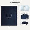 image:imageBedsure Travel Blanket Set with Inflatable Neck Pillow and Eye Mask  Lightweight 3in1 Airplane Packable Blanket Compact Travel Essentials GreyNavy
