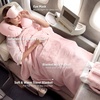 image:imageBedsure Travel Blanket Set with Inflatable Neck Pillow and Eye Mask  Lightweight 3in1 Airplane Packable Blanket Compact Travel Essentials GreyPink