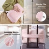 image:imageBedsure Travel Blanket Set with Inflatable Neck Pillow and Eye Mask  Lightweight 3in1 Airplane Packable Blanket Compact Travel Essentials GreyPink