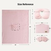 image:imageBedsure Travel Blanket Set with Inflatable Neck Pillow and Eye Mask  Lightweight 3in1 Airplane Packable Blanket Compact Travel Essentials GreyPink