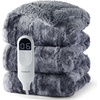 image:imageBedsure Heated Blanket Full Size Soft Electric Blanket with Preheat Grey  6 Heat6 Timer Settings 8H Auto ShutOff ETLFCC Flannel Sherpa Machine Washable Gifts for Grandma Grandpa 72x84in24  Grey