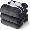 image:imageBedsure Heated Blanket Full Size Soft Electric Blanket with Preheat Grey  6 Heat6 Timer Settings 8H Auto ShutOff ETLFCC Flannel Sherpa Machine Washable Gifts for Grandma Grandpa 72x84in12  Dark Grey