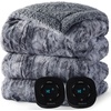 image:imageBedsure Heated Blanket Full Size Soft Electric Blanket with Preheat Grey  6 Heat6 Timer Settings 8H Auto ShutOff ETLFCC Flannel Sherpa Machine Washable Gifts for Grandma Grandpa 72x84in24  Grey