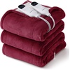 image:imageBedsure Heated Blanket Full Size Soft Electric Blanket with Preheat Grey  6 Heat6 Timer Settings 8H Auto ShutOff ETLFCC Flannel Sherpa Machine Washable Gifts for Grandma Grandpa 72x84in11  Burgundy
