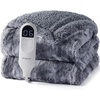 image:imageBedsure Heated Blanket Full Size Soft Electric Blanket with Preheat Grey  6 Heat6 Timer Settings 8H Auto ShutOff ETLFCC Flannel Sherpa Machine Washable Gifts for Grandma Grandpa 72x84in24  Grey