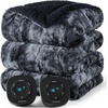 image:imageBedsure Heated Blanket Full Size Soft Electric Blanket with Preheat Grey  6 Heat6 Timer Settings 8H Auto ShutOff ETLFCC Flannel Sherpa Machine Washable Gifts for Grandma Grandpa 72x84in18  Black