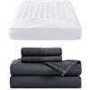 image:imageBedsure White King Size Mattress Pad Bundle King Size Sheets Grey