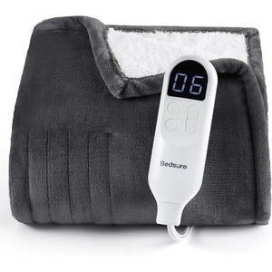 image:imageBedsure Heated Blanket Full Size Soft Electric Blanket with Preheat Grey  6 Heat6 Timer Settings 8H Auto ShutOff ETLFCC Flannel Sherpa Machine Washable Gifts for Grandma Grandpa 72x84in12  Dark Grey