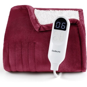 image:imageBedsure Heated Blanket Full Size Soft Electric Blanket with Preheat Grey  6 Heat6 Timer Settings 8H Auto ShutOff ETLFCC Flannel Sherpa Machine Washable Gifts for Grandma Grandpa 72x84in11  Burgundy