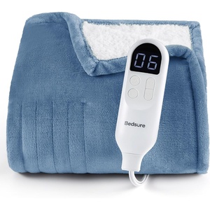 image:imageBedsure Heated Blanket Full Size Soft Electric Blanket with Preheat Grey  6 Heat6 Timer Settings 8H Auto ShutOff ETLFCC Flannel Sherpa Machine Washable Gifts for Grandma Grandpa 72x84in04  Blue