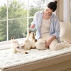 image:imageBedsure Comfyfleece Couch Covers for Dogs NonSlip Sofa Covers for Pets  300gsm Thick Quilted Padding UltraSoft Corduroy Flannel Machine Washable for Small 3Seater  Large Loveseat 70Powder White