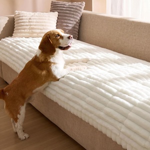 image:imageBedsure Comfyfleece Couch Covers for Dogs NonSlip Sofa Covers for Pets  300gsm Thick Quilted Padding UltraSoft Corduroy Flannel Machine Washable for Small 3Seater  Large Loveseat 70Powder White