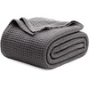 image:imageBedsure Bundle of Cotton Waffle Blanket Dark Grey and Dark Grey Throw XL