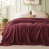 image:imageBedsure Burgundy Cooling Blanket and Beige Linen Waffle Blanket 90x90 Inches
