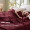 image:imageBedsure Burgundy Cooling Blanket and Beige Linen Waffle Blanket 90x90 Inches