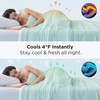 image:imageBedsure Cooling Comforter Bundle Cooling Pillow Cases for Hot Sleepers with DualSided Cool Tech 2 Pack HA amp Ceramides Infused Silky Cooling Pillowcases Soft for Skin Hair Green amp Beige King Size