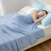 image:imageBedsure Sky Blue Cooling Blanket and Beige Linen Waffle Blanket 90x90 Inches