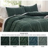 image:imageBedsure Waffle Duvet Cover Queen Size  Only Includes 1 Duvet Cover 90x90 Luxury Soft amp Breathable Bedding for All Season WrinkleResistant Zipper Bedding with 8 Corner Ties Olive Green12  Forest Green  Stripe No Comforter