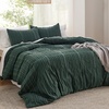 image:imageBedsure Waffle Duvet Cover Queen Size  Only Includes 1 Duvet Cover 90x90 Luxury Soft amp Breathable Bedding for All Season WrinkleResistant Zipper Bedding with 8 Corner Ties Olive Green12  Forest Green  Stripe No Comforter