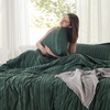 image:imageBedsure Waffle Duvet Cover Queen Size  Only Includes 1 Duvet Cover 90x90 Luxury Soft amp Breathable Bedding for All Season WrinkleResistant Zipper Bedding with 8 Corner Ties Olive Green12  Forest Green  Stripe No Comforter