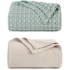image:imageBedsure Bundle of 1 Cotton Herringbone Weave Blanket King amp 1 Cotton Waffle Blanket King