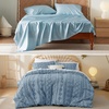 image:imageBedsure Queen Size Teal Blue Cooling Sheet Set and Boho Duvet Cover Set with Pillow Shams  All Seasons Bedding