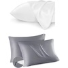 image:imageBedsure White Satin Pillowcase Standard Size and Bedsure Cooling Pillow Cases with Zipper