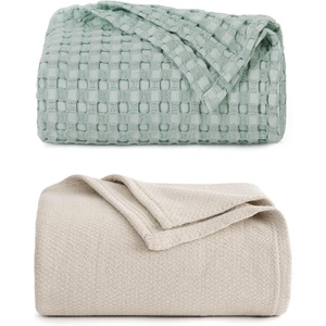 image:imageBedsure Bundle of 1 Cotton Herringbone Weave Blanket King amp 1 Cotton Waffle Blanket King
