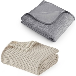 image:imageBedsure Bundle of 1 Cotton Waffle Blanket amp 1 Cooling Blanket