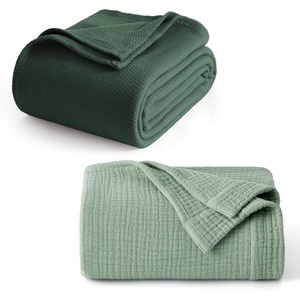 image:imageBedsure Bundle of 1 Muslin Cotton Blanket amp 1 Herringbone Woven Cotton Blanket Throw XL