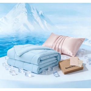 image:imageBedsure Cooling Comforter Bundle Cooling Pillow Cases for Hot Sleepers with DualSided Cool Tech 2 Pack HA amp Ceramides Infused Silky Cooling Pillowcases Soft for Skin amp Hair Blue amp Pink Queen Size
